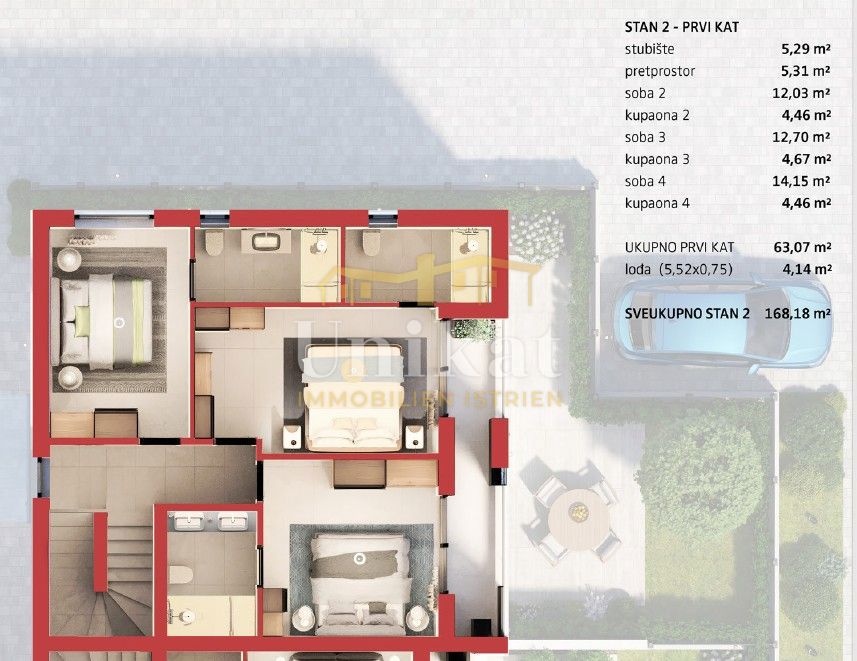 Nuova costruzione: villetta bifamiliare con 4 camere da letto e piscina